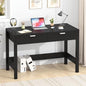 YOMILUVE Fluted Computer Desk with 2 Drawers, 39 Inch Small Computer Desk with Storage, Compact Writing Study Desk for Small Spaces, Black - color: Black