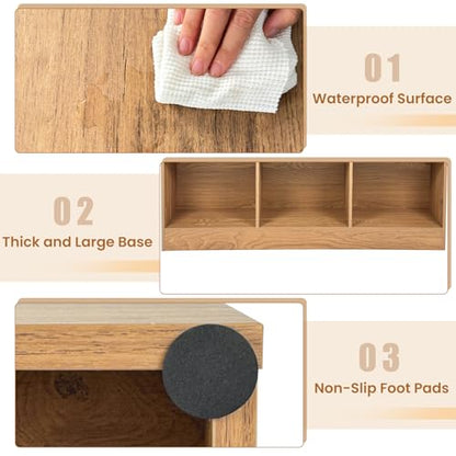 10 Cubes Book Shelf, 3 Shelf Bookcase Cabinet with 10 Compartments, Strong Base and Closed Back, Open Shelf Storage Organizer Bookshelf for Living Room, Bedroom, Office & Hallway (Natural) - color: Natural