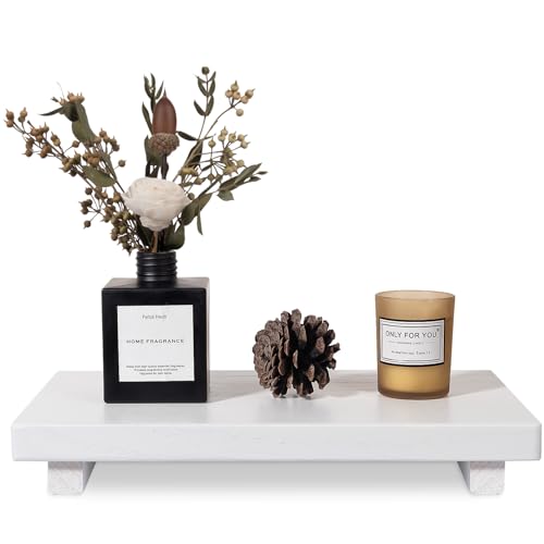 Wood Bathroom Tray Farmhouse Decor Kitchen Soap Holder, 11.8"x7" White | Waterproof, Lightweight, Easy Clean, Small Wooden Riser Pedestal Stand Accessories for Office Desk, Vanity, Counter, Sink - color: White, size: 11.8" x 7" x 1.6"