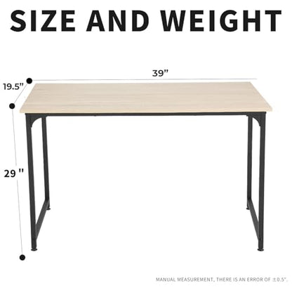 HCY Computer Desk 39 inch Writing Desk Home Office Study Workstation Modern PC Laptop Sturdy Simple Gaming Desk with Metal Frame (Nature) 39x20x29 - color: Nature, size: 39 inch