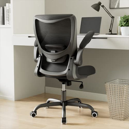 MUXX.STIL Office Chair, Ergonomic Desk Chair with Adjustable Lumbar Support and Flip up Armrest, Breathable Mesh Computer Chair for Home Office, Black - color: Black