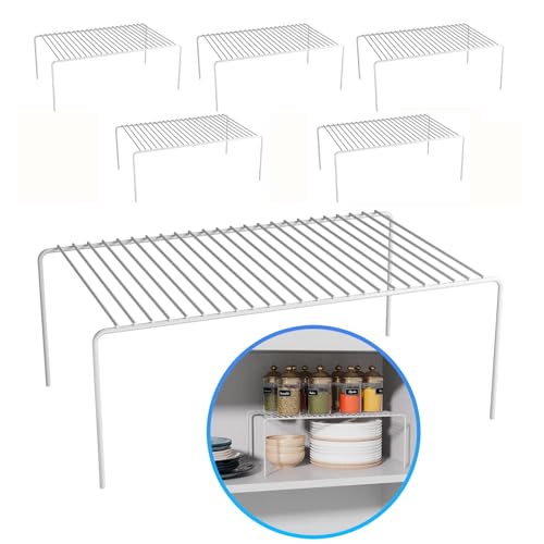 6Pack Cabinet Storage Shelf Rack, 15.7''L x 9.4''W x 5.9''H, White | Spice Rack, Rustproof Metal Wire Kitchen Counter Organizers and Storage, for Cabinet, Plate, Dish, Pantry, Bathroom, Fridge - size: 6Pack-White-15.7 x 9.4 inch