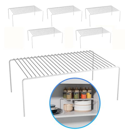 6Pack Cabinet Storage Shelf Rack, 15.7''L x 9.4''W x 5.9''H, White | Spice Rack, Rustproof Metal Wire Kitchen Counter Organizers and Storage, for Cabinet, Plate, Dish, Pantry, Bathroom, Fridge - size: 6Pack-White-15.7 x 9.4 inch