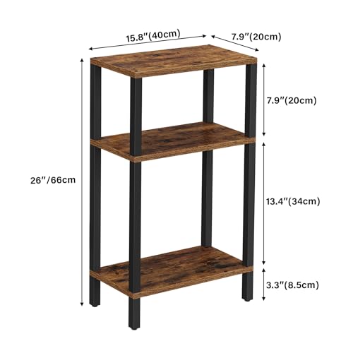 TUTOTAK Small Side Table, Narrow End Table, Skinny Sofa Table, Slim Nightstand, Couch Table, Living Room, Bed Room, Brown TB01BB077 - color: Brown, size: 3-Tier（7.9"D x 15.8"W x 26"H）