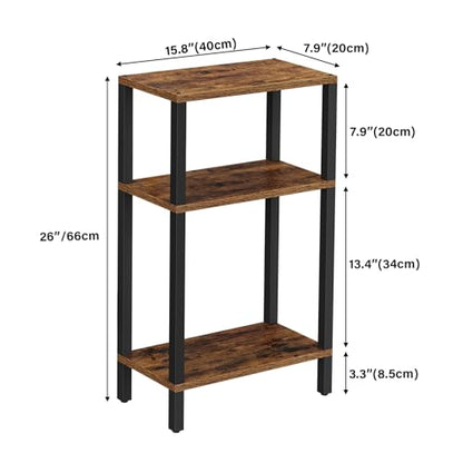 TUTOTAK Small Side Table, Narrow End Table, Skinny Sofa Table, Slim Nightstand, Couch Table, Living Room, Bed Room, Brown TB01BB077 - color: Brown, size: 3-Tier（7.9"D x 15.8"W x 26"H）
