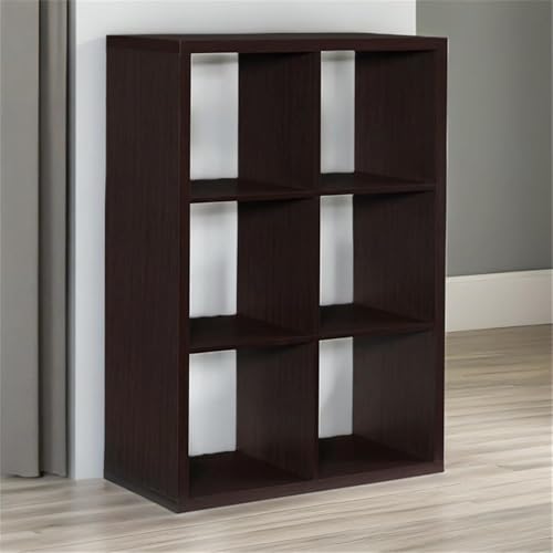 Riverbay Furniture 44" H Transitional Wood Storage Cabinet with 6 Inner Cube Areas, Some Assembly Required, in Espresso Finish - size: 6 Cubby