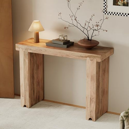 Merax Farmhouse Mango Wood Entryway Table, Minimalist Narrow Console Tables for Hallway, Living Room, Foyer, Easy Assemble, Natural - color: Natural