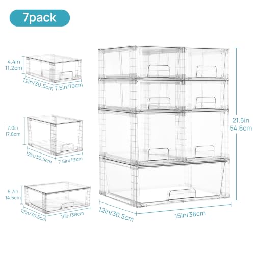 Vtopmart 7pack Easily Clear Storage Dawers - style: 1 Wide+2 Medium+4 Small