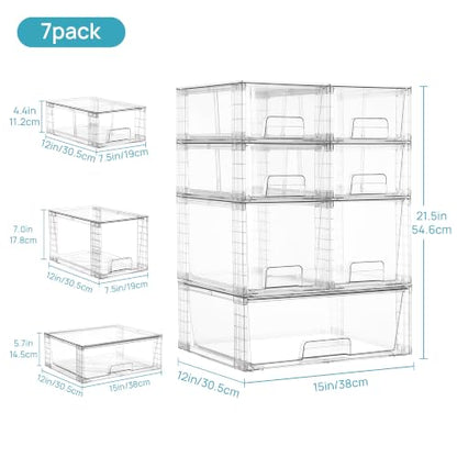 Vtopmart 7pack Easily Clear Storage Dawers - style: 1 Wide+2 Medium+4 Small