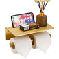 Double Toilet Paper Holder with Shelf, Commercial Toilet Paper Roll Dispenser Wall Mount with Cell Phone Storage Rack, Aluminium Fits Mega Roll Dual Toilet Paper Tissue Holder Brushed Gold - color: Gold-2 Roll