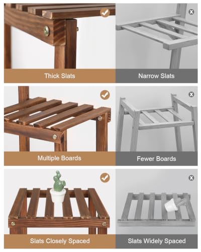 Corner Ladder Plant Stand Indoor, Plant Display Rack for 3 Plants | 3 Tier High Low Flower Stand, Rectangular step Plant Shelf for Indoor Plants, Long Plant Stand for Patio Balcony Living Room