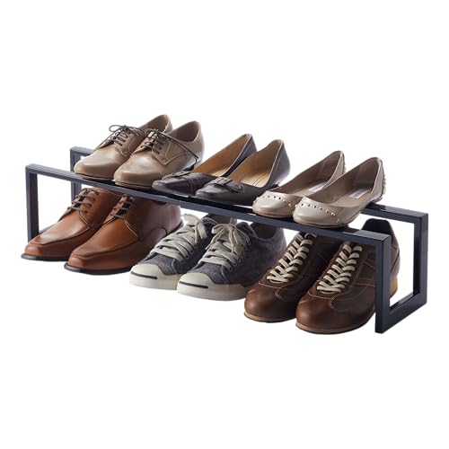 YAMAZAKI Home Line Expanding Shoe Rack, Metal, Adjustable - Single, 6" - Steel - Holds 4 To 8 Shoes - color: Black, size: Single