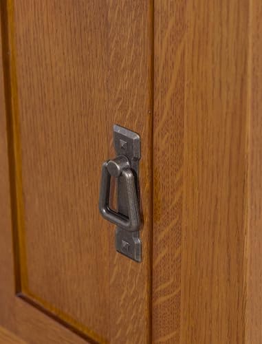 Pemberly Row Mission Style Narrow Nightstand, Solid Quarter Sawn Oak, Walnut Finish, Tapered Legs, 1 Cabinet Door, 1 Drawer with Metal Glides, Lower Shelf, Compact Side Table for Bedroom or Living - color: Walnut