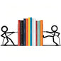 Metal Bookends People Book-end, Decorative Cute Book Ends for Shelves in Home Office Desk, Bookshelf Decor & Gift, Stable Storage (Tug War Black)