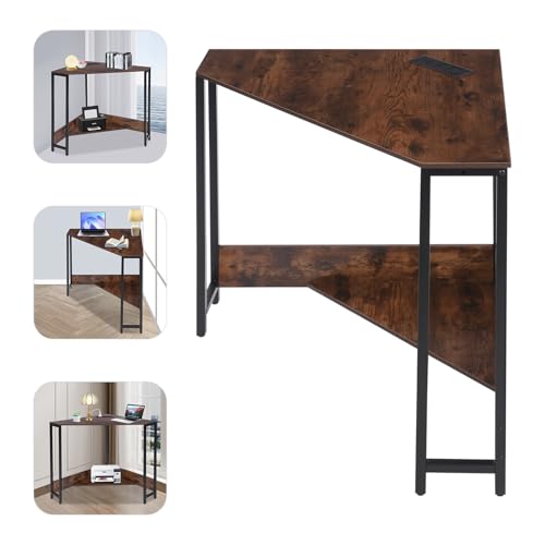 Corner Desk with Outlets, Small Desk for Limited Space, Modern Design with USB Ports and Power Sockets, Easy Assembly, Sturdy Construction for Home Office