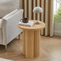 Round Fluted End Table, 17.7'' Mid Century Modern Side Table, Circle Bedside Tables Drink Table Wood Nightstand for Small Spaces, Living Room (Natural-1PCS) - color: Natural-1pcs