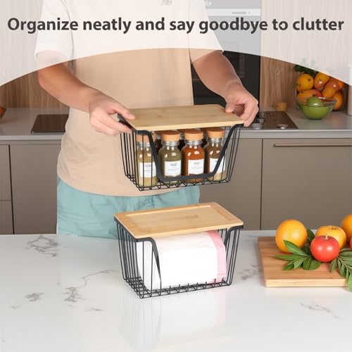 2 PACK Pantry Organizers and Storage, Stackable Onion Potato Bins | Large Wire Storage Basket, Breathable Design for Onion, Potato, Garlic, Fruit, Vegetables Fresh, Kitchen Pantry Storage - size: 2PACK