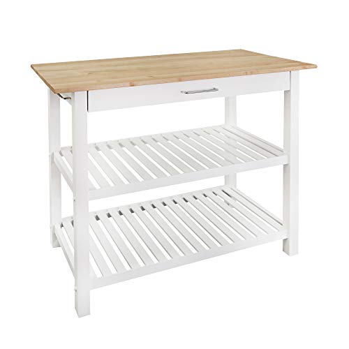 Casual Home Kitchen Island with Solid American Hardwood Top, Natural/White, 40" W (373-91) - color: Natural&white