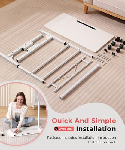 KLSMYHOKI Standing Desk Adjustable Height, Mobile Stand Up Desk with Wheels Small Computer Desk Rolling Desk, Portable Laptop Desk White Standing Table Home Office Desks 16"x31.5" Height 27"-43.5" | Small Computer Desk Rolling Desk, Portable Laptop Desk W