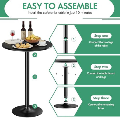 Shahoo Round Bar Table, Cocktail Table with Metal Base & MDF Top, Counter Height Pub Table for Dining Room, Living Room, Kitchen, Bar, Pub, Cafe, Black - color: Black, style: Basic