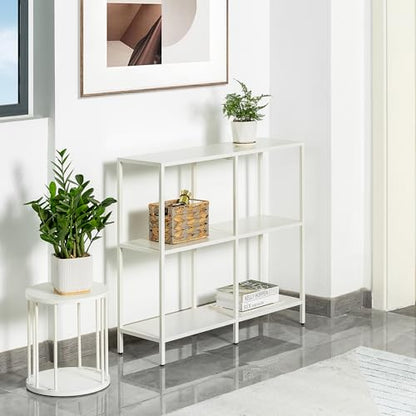 HDANI 31.5 Inch Metal Console Table with 3 Tier Strage Shelves,Narrow Entryway Table,Modern Sofa Tables for Entryway, Living Room,Bedroom,White - color: White, size: 31.5×9.84×29.53in