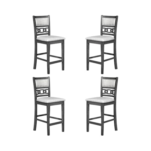 New Classic Furniture Gia Counter Dining Chair (Set of Four), Light Gray Fabric Upholstered Seat & Back Rest, Gray - color: Grey, size: Set of 4, style: Counter Chair