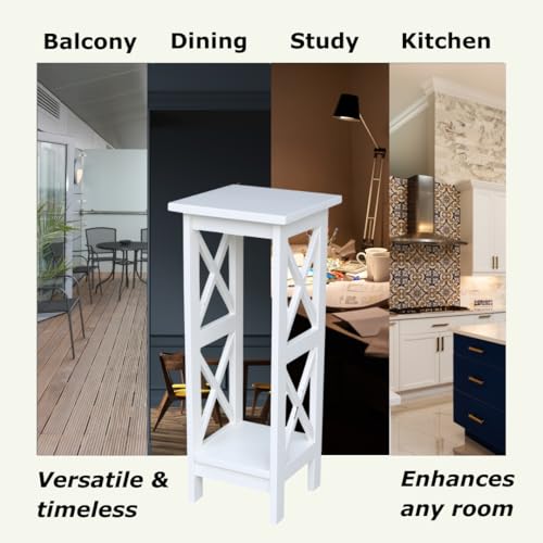 IC International Concepts, 30" X-Sided Plant Stand , Solid Wood, Real Parawood, 12" W x 12" D x 30" H, Easy Assembly, Snow White - color: Snow White, size: 12 inch W x 12 inch D x 30 inch H