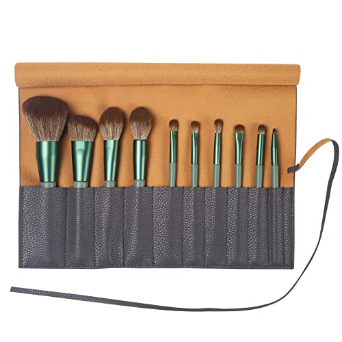 Bird&Fish Makeup Brush Case Travel, makeup brush case roll up,brush holder makeup,Holder Organizer Brushes Pouch Cosmetic Bag for Travel，Rolling Bag Storage Case PU Leather - color: New Dark Gray
