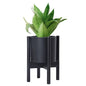 D'vine Dev Plastic Pot with Ebony Wood Stand, Black, 8 in, 55-C-K-2 | Mid-Century Inspired Design, Elevated Plant Display, Clean Lines, Sturdy Support, Modern Space-Saving Style - color: Matte Black Pot + Ebony Stand, size: 8 Inch