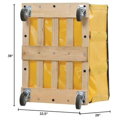 Global Industrial 12 Bushel, Yellow Vinyl Basket Bulk Truck, Unassembled | 36"L x 26"W x 33-1/2"H, Rolling Laundry Cart, Commercial Material Handling Cart with 4" Casters - color: Yellow