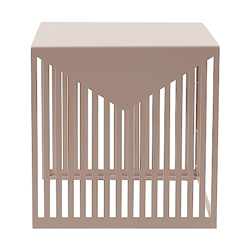 LeisureMod Mid-Century Design Square Side/End Table, Steel Powder Coated Finish, Perfect for Modern and Contemporary Living Space, Brown - color: Brown