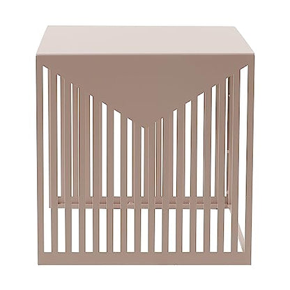 LeisureMod Mid-Century Design Square Side/End Table, Steel Powder Coated Finish, Perfect for Modern and Contemporary Living Space, Brown - color: Brown
