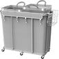 Simple Houseware Extra Large 2 Section Rolling Laundry Cart 265L (70 Gal) – Heavy Duty Hamper with 2 Removable Bags & 6 Smooth Wheels – Commercial Laundry Organizer for Home, Hotel, Dorm, Gym, Gray
