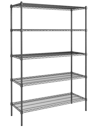 Black 5-Tier Metal Adjustable Freestanding Garage Storage Wire Shelving Unit (36 in. W x 72 in. H x 14in. D) - size: Black-5Tiers-36x14x72"
