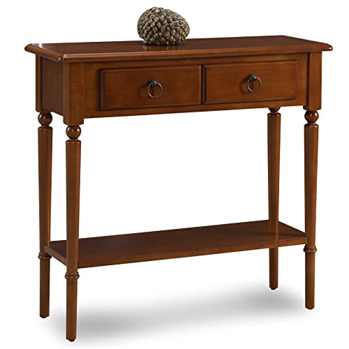 Leick Home Coastal Console Table, Solid Wood, with Drawer and Shelf, for Entryways, Hallways, and Living Rooms, Pecan Brown, 20027-PC - color: Pecan, size: 1 Drawer
