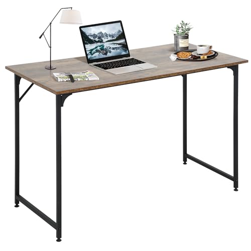 Dkelincs 40 Inch Small Computer Desk Home Office Desk Writing Desk Modern Simple Style Study Work Table with Metal Frame, Easy Assembly, Adjustable Feet, Water-Resistant, Scratchproof Surface, Vintage - color: Vintage, size: 40 Inch