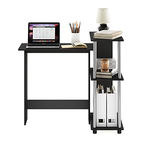 Furinno Abbott Corner Computer Desk with Bookshelf, Americano/Chrome - color: Americano/Chrome