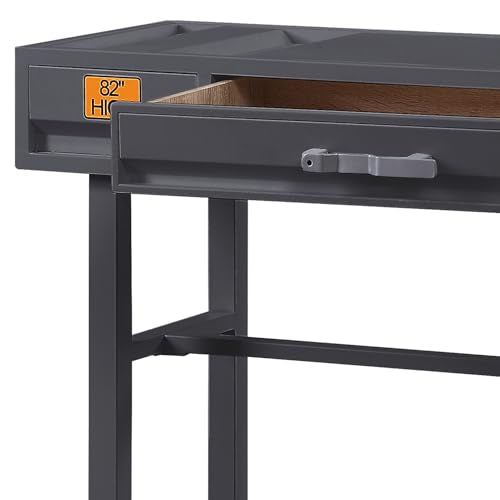 Gunmetal Writing Desk with 1 Drawer - Compact Home Office Computer Desk