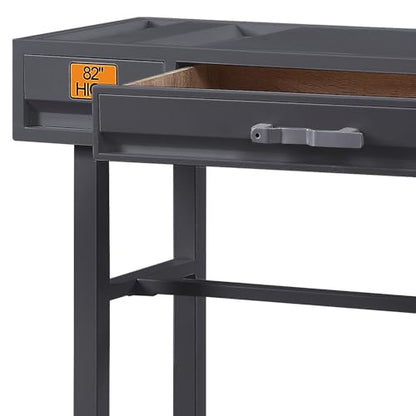 Gunmetal Writing Desk with 1 Drawer - Compact Home Office Computer Desk