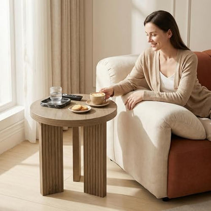 17.52" Small Round Side Table, Walnut | Coffee Table with Smooth Thick Mesa, Circle End Table with X Shaped Stable Legs, Accent Tea Table for Living Room, Office - color: Walnut, style: Side Table