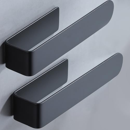 Taozun Black Towel Bar 2 Pack Hand Towel Holder Stainless Steel Towel Rail | Hand Towel Rack, Self Adhesive, Easy Peel & Stick, For Bathroom Kitchen, Sturdy & Durable - color: Black, size: 8-inch(2 Pack)