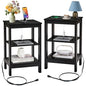 VECELO Side/End Storage with Shelf Versatile Nightstands Lamp Table Living Room Bedroom Furniture, Shelves, Classic Black - color: Classic Black, size: 2 Pack
