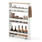 4-Tier Slim Rolling Storage Cart, Wooden Kitchen Utility Cart with Wheels & Handle, Space Saving Trolley, Slide Out Shelving Unit for Narrow Spaces, Laundry, Bathroom (White + Natural) - color: White + Natural