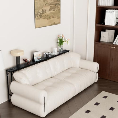 Aduanbang 78.7 inch Narrow Console Table with Outlet, Sofa Table Set of 2, Behind Couch Table, Long Entryway Tables with Charging Station, for Living Room, Rustic Brown - color: Black, size: 5.9"D x 78.7"W x 30"H