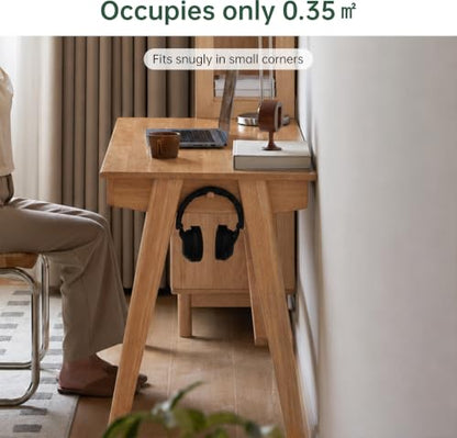 100% Solid Rubber Wood Desk Home Office Desk Mid Century Modern Writing Computer Desk with Drawer for Home Office 47.24" W Natural Wood - color: Natural Wood-rubberwood, size: 47.24"W