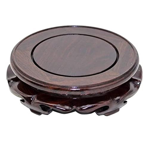 Oriental Furniture Wooden Display Stand Base Lotus Pedestal Vase Base Table Lamp Teapot Base Black Catalpa Furniture Stable Home Decoration Size7 (3.74x1.38in)