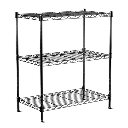 3-Tier Wire Shelf Rack,24" Dx14 Wx 30" H,Wire Metal Shelving with Lockable Wheels,Height Adjustable Storage Standing Shelves for Kitchen,Living Room,Laundry,Office,Pantry,Studio,Black - size: 3-Tier,24"x14"x30"(WxDxH)