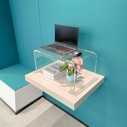 C-Shape Acrylic Side Table, 20" L x 12" W x 10" H x 1/2" Thick Clear End Table, Transparent Nightstand with Waterfall Edges, Modern Lucite Side Table for Living Room - size: 20" L x 12" W x 10" H