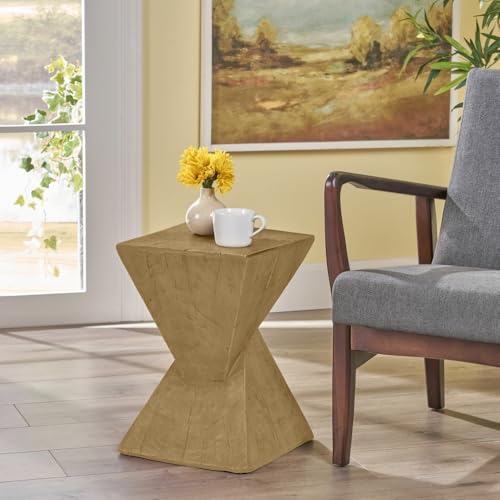 Modern Geometric Side Table with Sleek Matte Finish for Living Room, Bedroom, or Entryway Decor (Light Natural + Magnesium Oxide)