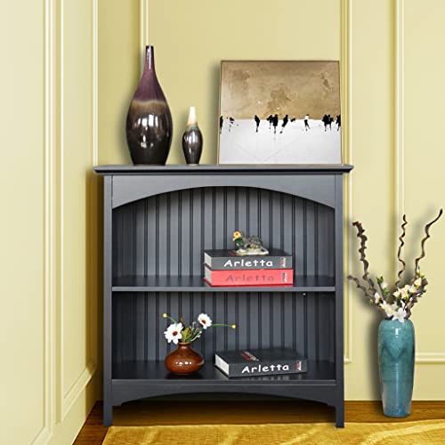 eHemco 2 Tier Bookcase, 29 Inches, Black | 2 Arched Supports - color: Black, size: 2 Tier